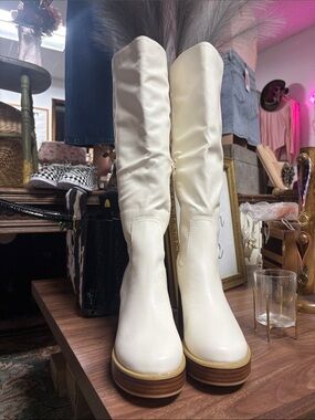 Corkys Cream Over-the-Knee Platform Boots